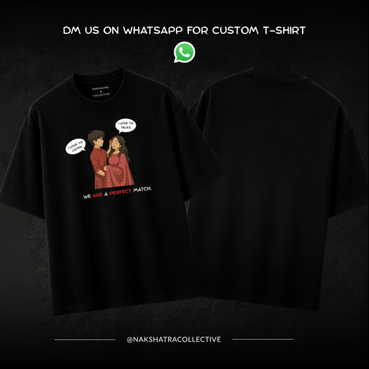 Custom Couple Ghibli Oversized T-shirt | Couple Combo T-shirts in Custom Size | Yin & Yang Collection