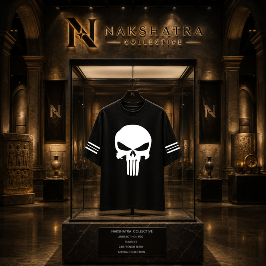 Punisher  - Lost Artifact 02 | 240 GSM French Terry Oversized | Makda Collection |Graphic Printed T Shirts for Unisex | T-shirt