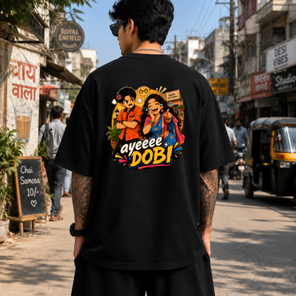 Ayee Dobi  | 240 GSM French Terry Oversized | mascot Collection |Graphic Printed T Shirts for Unisex | T-shirt