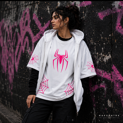 Pink Spidy - Lost Artifact 01 | 240 GSM French Terry Oversized | Makda Collection |Graphic Printed T Shirts for Unisex | T-shirt