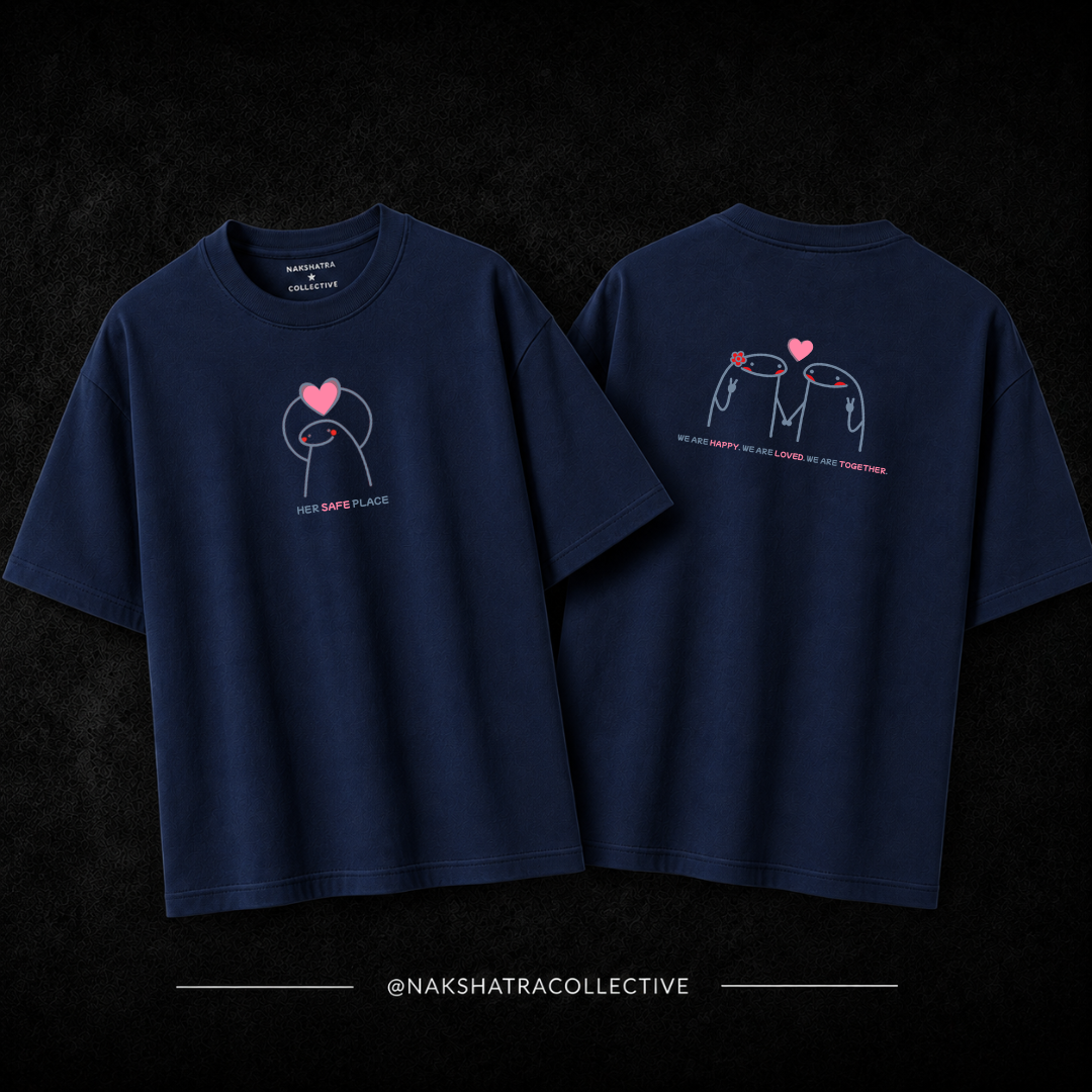 Safe Place Oversized T-shirts | Couple Combo T-shirts in Custom Size | Yin & Yang Collection