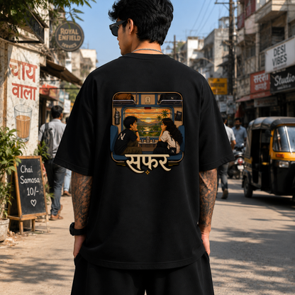 Safar Suhana | 240 GSM French Terry Oversized | mascot Collection |Graphic Printed T Shirts for Unisex | T-shirt