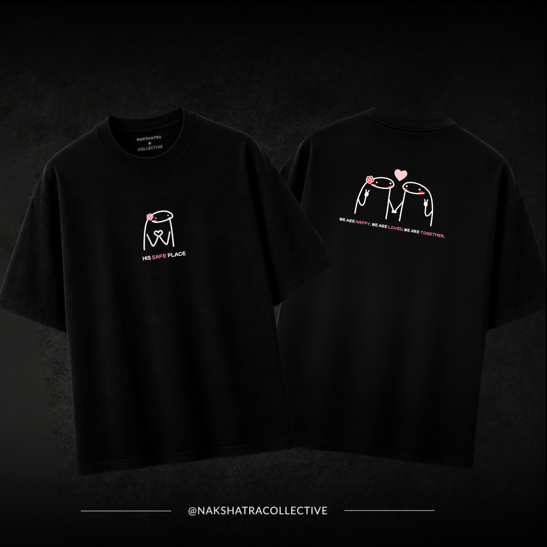 Safe Place Oversized T-shirts | Couple Combo T-shirts in Custom Size | Yin & Yang Collection