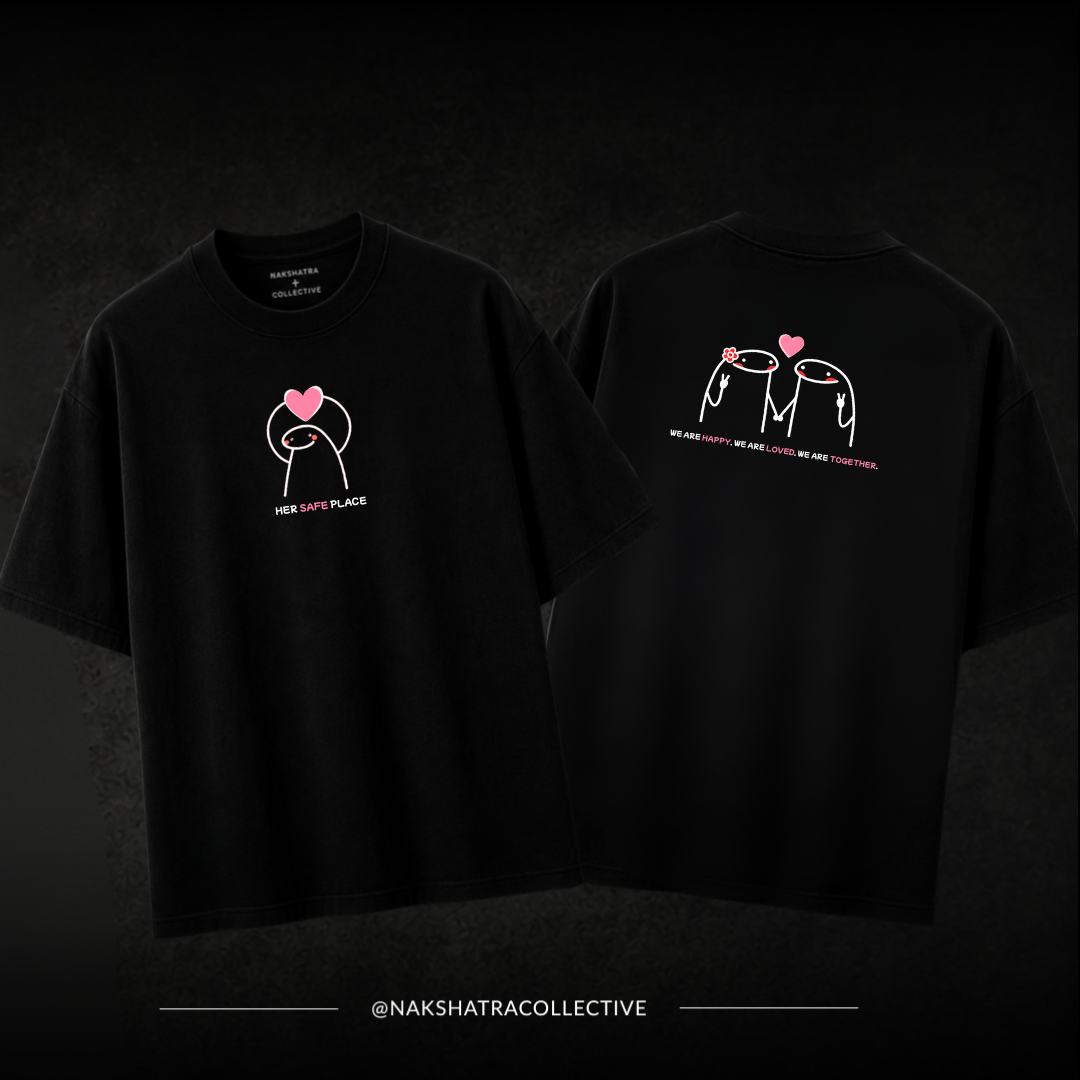 Safe Place Oversized T-shirts | Couple Combo T-shirts in Custom Size | Yin & Yang Collection