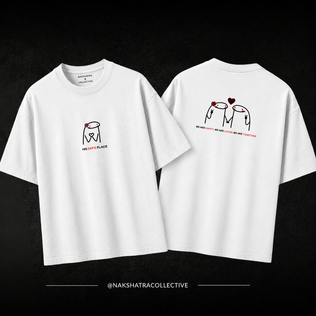 Safe Place Oversized T-shirts | Couple Combo T-shirts in Custom Size | Yin & Yang Collection