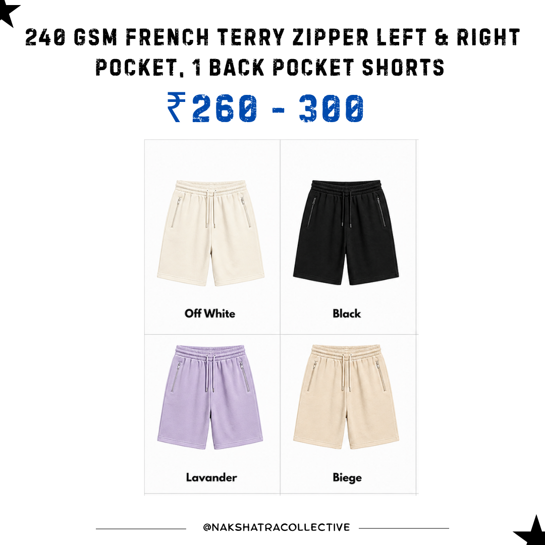 240 GSM French Terry Shorts in Bulk