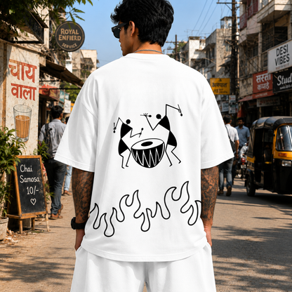 Dance Flame Tee (Re Work) | 240 GSM French Terry Oversized | Graphic Printed T Shirts for Unisex | T-shirt