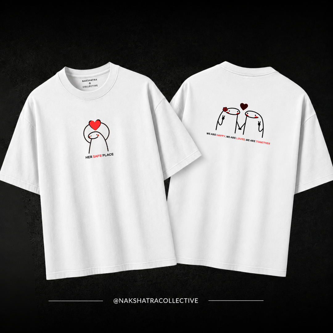 Safe Place Oversized T-shirts | Couple Combo T-shirts in Custom Size | Yin & Yang Collection