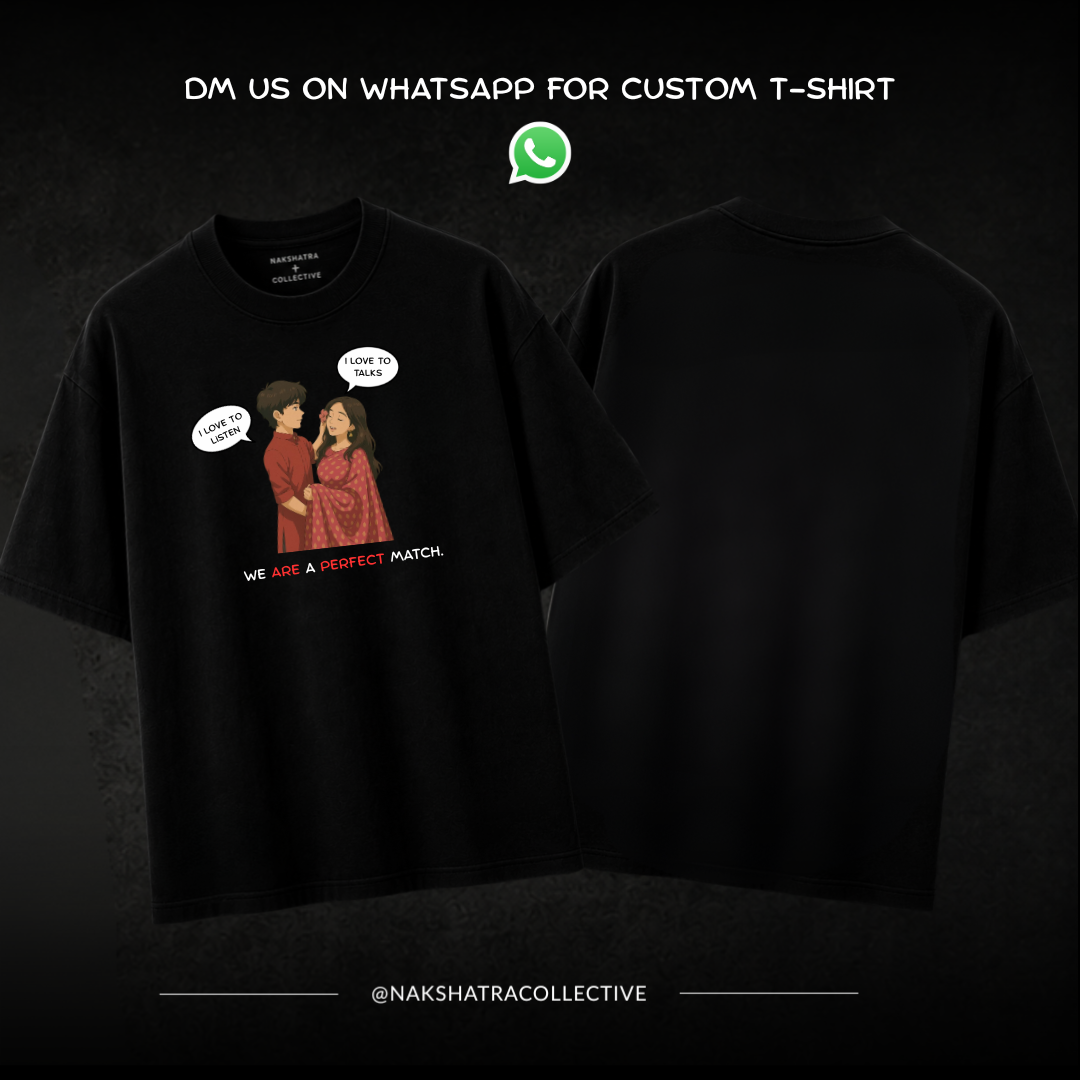 Custom Couple Ghibli Oversized T-shirt | Couple Combo T-shirts in Custom Size | Yin & Yang Collection