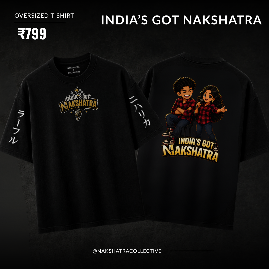 India Got Nakshatra | 240 GSM French Terry Oversized | mascot Collection |Graphic Printed T Shirts for Unisex | T-shirt