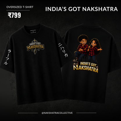 India Got Nakshatra | 240 GSM French Terry Oversized | mascot Collection |Graphic Printed T Shirts for Unisex | T-shirt
