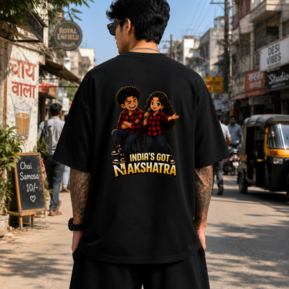 India Got Nakshatra | 240 GSM French Terry Oversized | mascot Collection |Graphic Printed T Shirts for Unisex | T-shirt