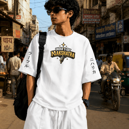 India Got Nakshatra | 240 GSM French Terry Oversized | mascot Collection |Graphic Printed T Shirts for Unisex | T-shirt