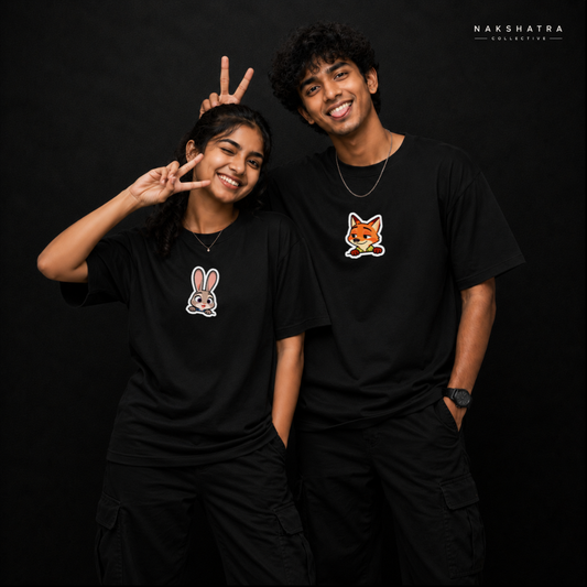 Honey boney Oversized T-shirt | Couple Combo T-shirts in Custom Size | Yin & Yang Collection