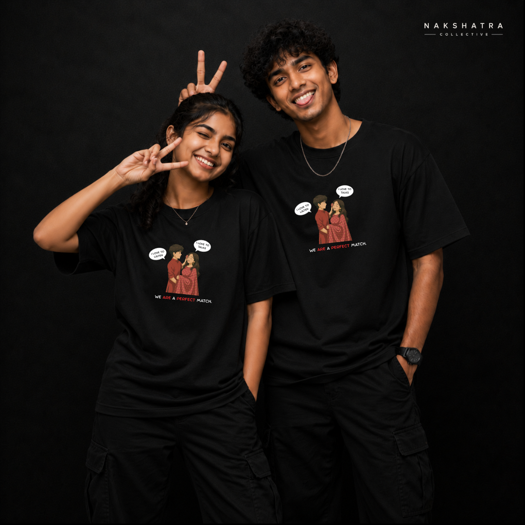 Custom Couple Ghibli Oversized T-shirt | Couple Combo T-shirts in Custom Size | Yin & Yang Collection