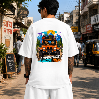 Adventure Mode On | 240 GSM French Terry Oversized | mascot Collection |Graphic Printed T Shirts for Unisex | T-shirt