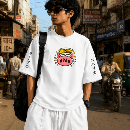 Buri Buri Chaos | 240 GSM French Terry Oversized | mascot Collection |Graphic Printed T Shirts for Unisex | T-shirt