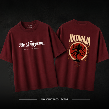 Lord Nataraja | 240 GSM French Terry Oversized | First Blessing Collection |Graphic Printed T Shirts for Unisex | T-shirt