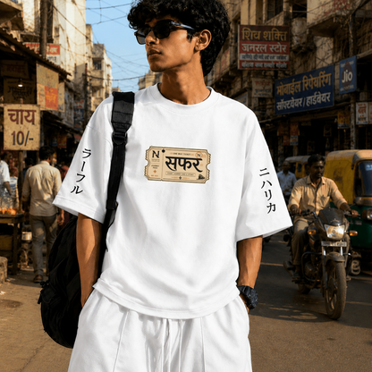 Safar Suhana | 240 GSM French Terry Oversized | mascot Collection |Graphic Printed T Shirts for Unisex | T-shirt