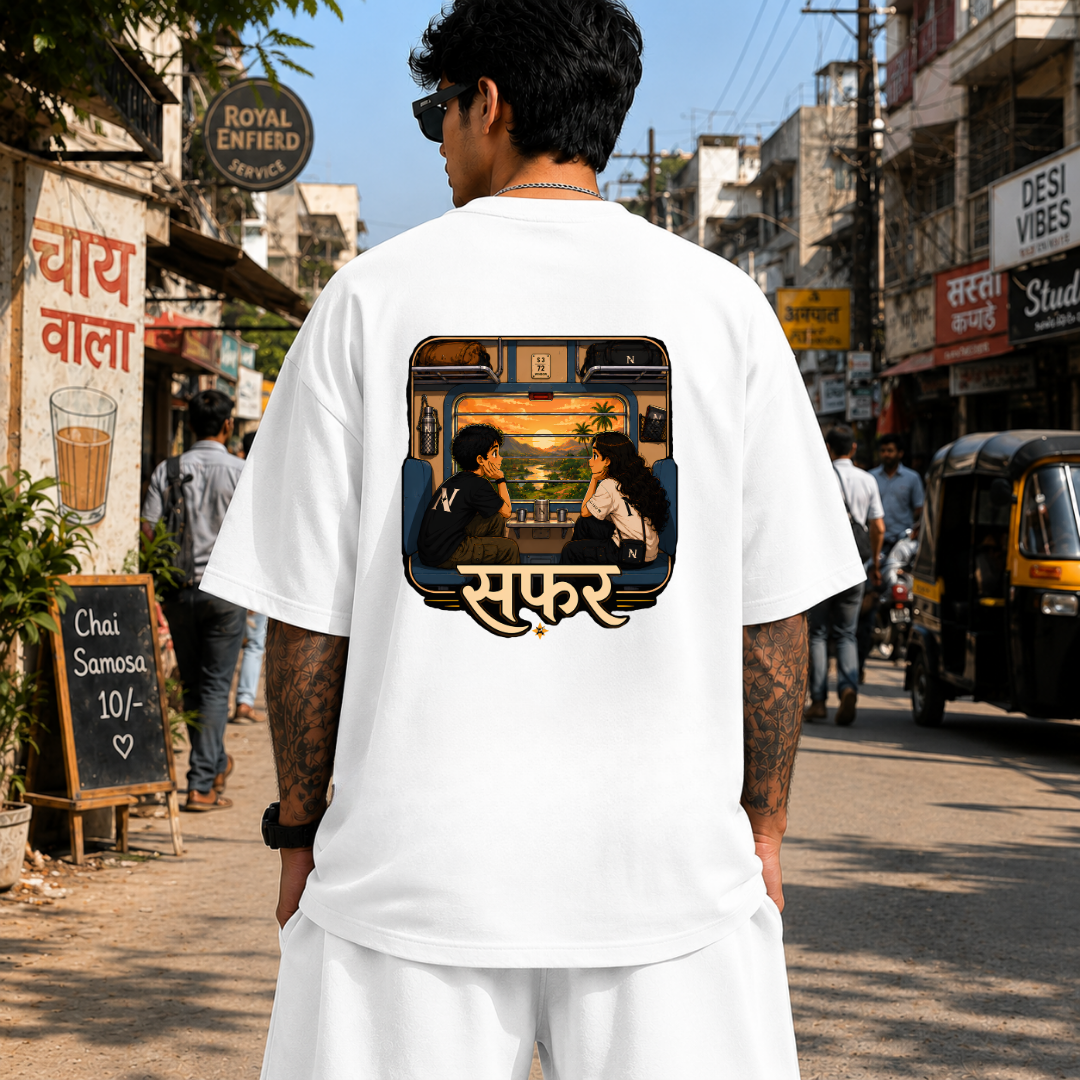 Safar Suhana | 240 GSM French Terry Oversized | mascot Collection |Graphic Printed T Shirts for Unisex | T-shirt
