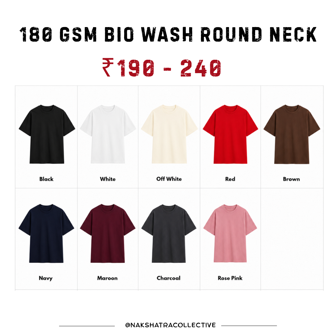 180 GSM Bio Wash Round Neck