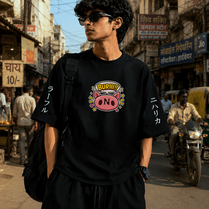 Buri Buri Chaos | 240 GSM French Terry Oversized | mascot Collection |Graphic Printed T Shirts for Unisex | T-shirt