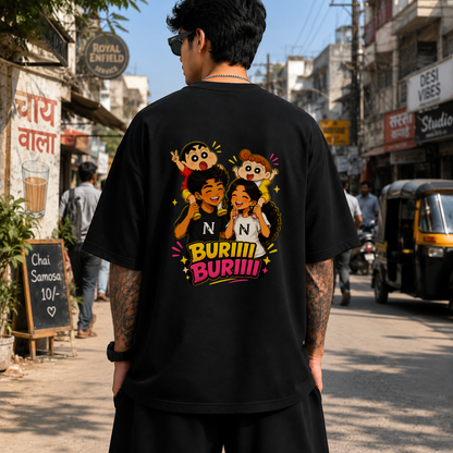 Buri Buri Chaos | 240 GSM French Terry Oversized | mascot Collection |Graphic Printed T Shirts for Unisex | T-shirt