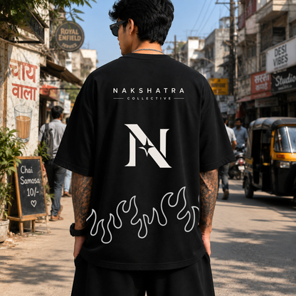 Flame Tee | 240 GSM French Terry Oversized | Graphic Printed T Shirts | T-shirt