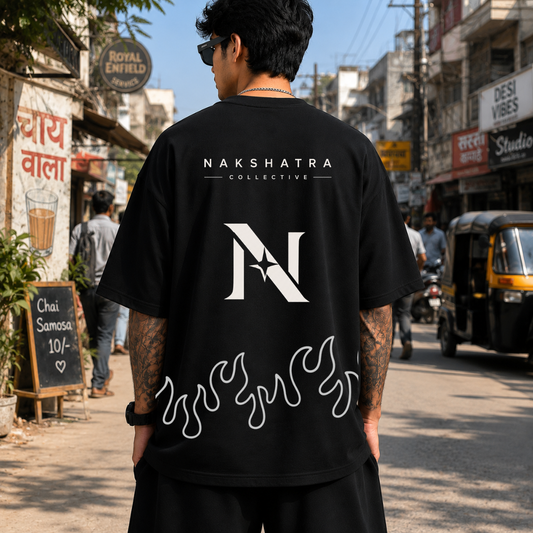 Flame Tee | 240 GSM French Terry Oversized | Graphic Printed T Shirts | T-shirt