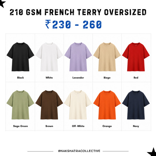 210 GSM French Terry Oversized T-shirts in Bulk