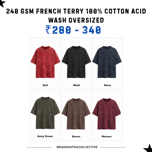 240 GSM Acid Wash Oversized T-shirts in Bulk