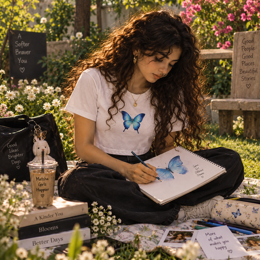 Blue Butterfly Crop Top | Vaylkrie Power Awaken Collection | 180 GSM Crop Top