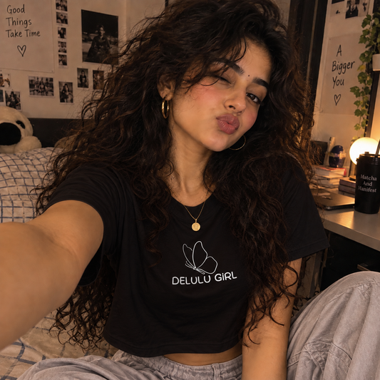 Delulu Girl Crop Top Dark Version | Vaylkrie power awaken collection | 180 GSM Crop Top