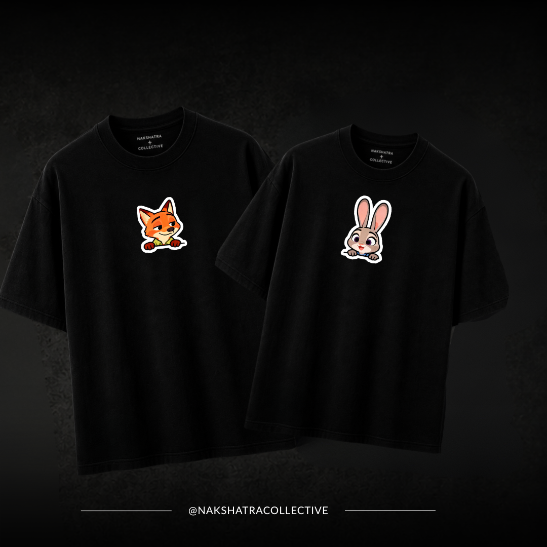 Honey boney Oversized T-shirt | Couple Combo T-shirts in Custom Size | Yin & Yang Collection