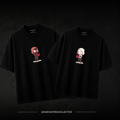 We Are Pookie Spidyy Oversized T-shirt | Couple Combo T-shirts in Custom Size | Yin & Yang Collection