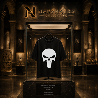 Punisher  - Lost Artifact 02 | 260 GSM French Terry Oversized | Makda Collection |Graphic Printed T Shirts for Unisex | T-shirt
