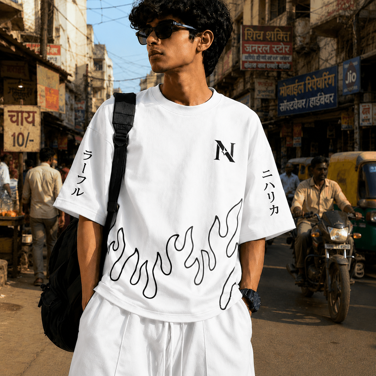 Flame Tee | 240 GSM French Terry Oversized | Graphic Printed T Shirts | T-shirt